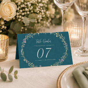 Blue Green Floral Wedding Place Cards
