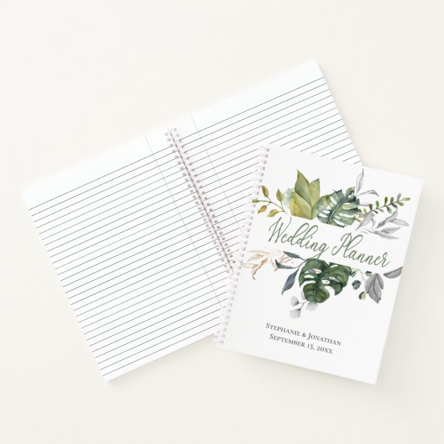 Blue & Green Floral Wedding Planner Notebook (Inside)