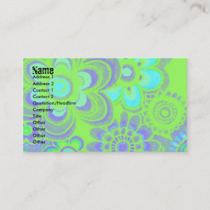 BLUE & GREEN FLOWER POWER BUSINESS CARDS