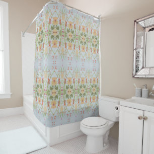 Blue Green Flowered Shower Curtain