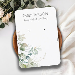 Blue Green Foliage Bunch Earring Necklace Display Business Card