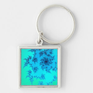 Blue Green Fractal Key Ring