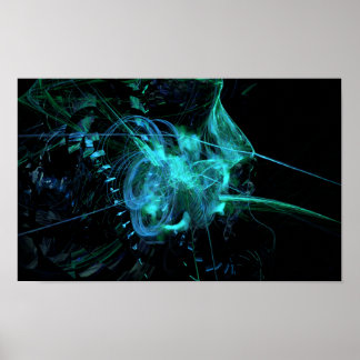Blue-Green Fractal Poster