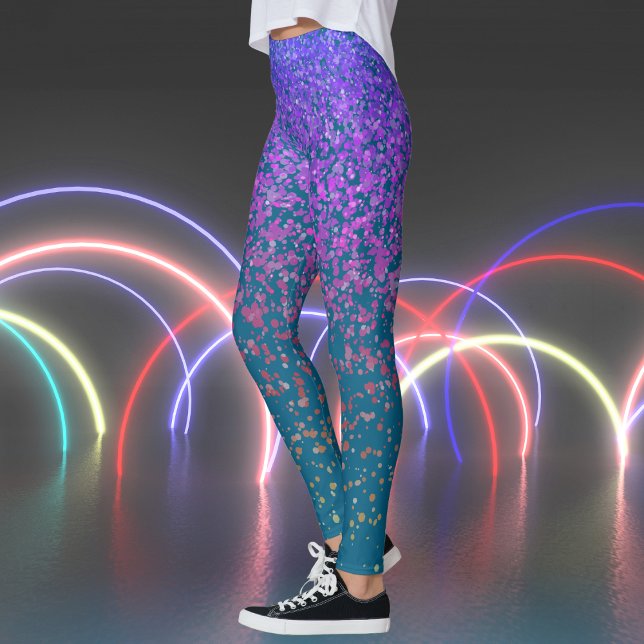 Blue Green Freckles Print Leggings (Blue Green Freckles Print Leggings)