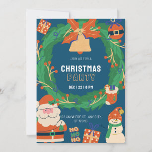 Blue Green Funny Christmas Party Invitation