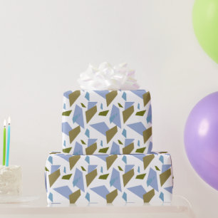 Blue Green Geometric Shapes Seamless Pattern Wrapping Paper