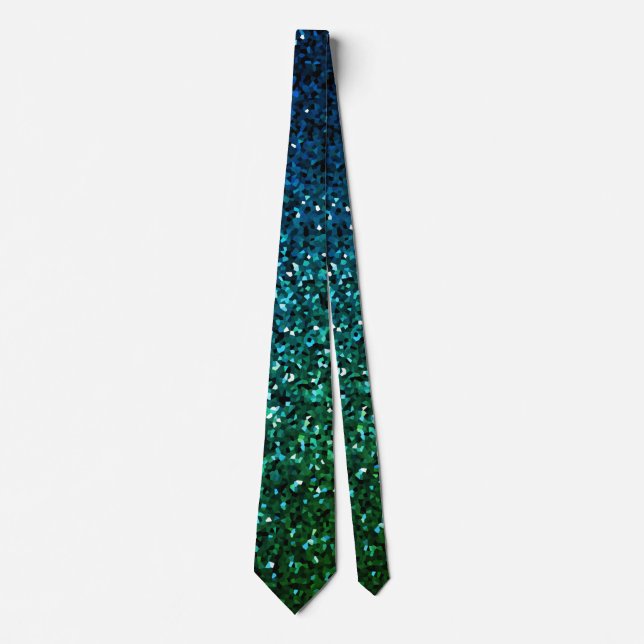 Blue Green Glitter Patterns Abstract Art Wedding Tie (Front)