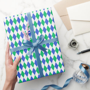 Blue & Green Golf Argyle Wrapping Paper