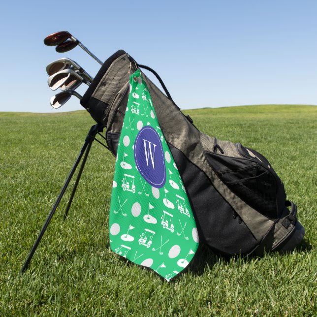 Blue & Green Golf Monogram Golf Towel (Green)