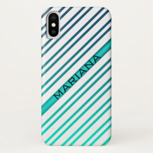 Blue Green Gradient Background White Stripes iPhone X Case