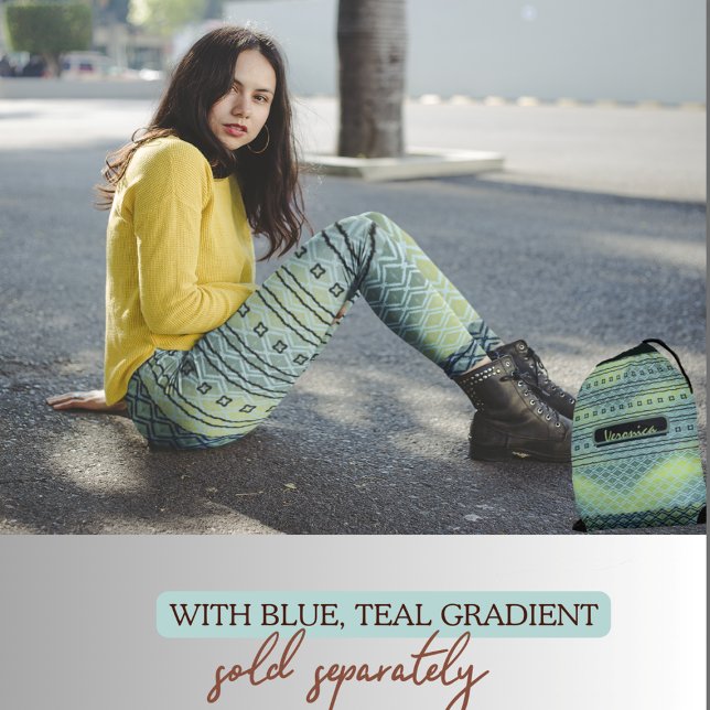 Blue Green Gradient Pattern  Leggings (blue green mix pattern gradient leggings)