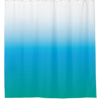 Blue green gradient sea colours minimalistic shower curtain