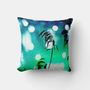 Blue & Green Grass Drama Sparkle Throw Pillows