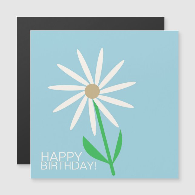 Blue-Green Happy Birthday Wishes with Daisy (Front/Back)