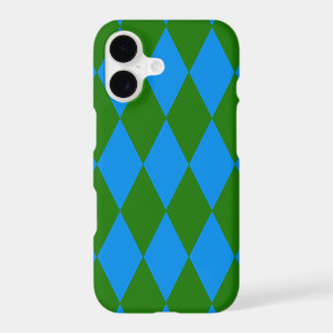 Blue Green Harlequin Checkered Design 