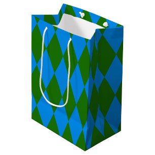 Blue Green Harlequin Checkered Design Medium Gift Bag