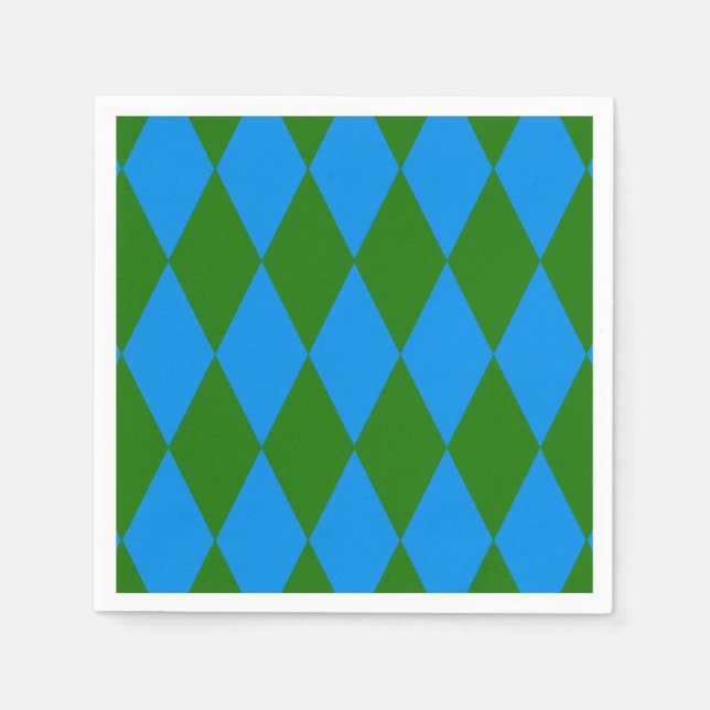 Blue Green Harlequin Checkered Design  Napkin (Front)