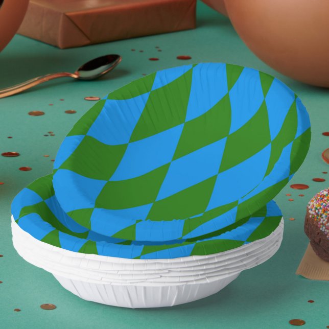 Blue Green Harlequin Checkered Design  Paper Plate (Creator Uploaded)