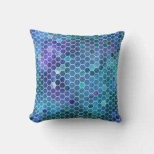 Blue Green Honeycomb Pattern Cushion