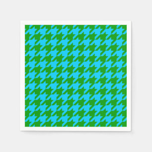 Blue Green Houndstooth Plaid Check Napkin