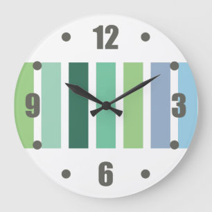 Blue Green Hues Large Clock