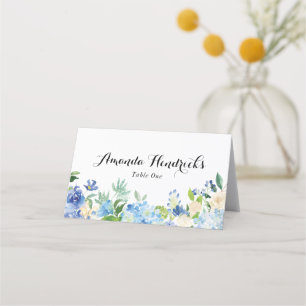 Blue Green Hydrangea Flower Wedding Escort Card