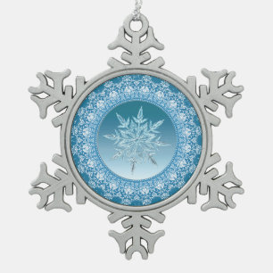  Blue Green Ice Crystal Snowflake Ornament