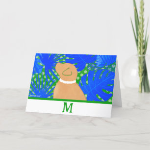 Blue Green Island Yellow Dog Card