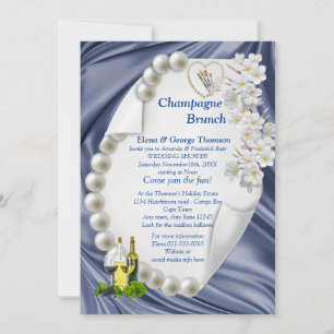 Blue,Green,ivory,gold Si Wedding Shower Invitation
