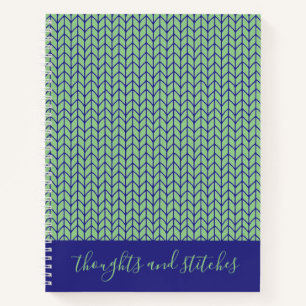BLUE GREEN KNIT 8.5x11 Spiral Notebook + Text