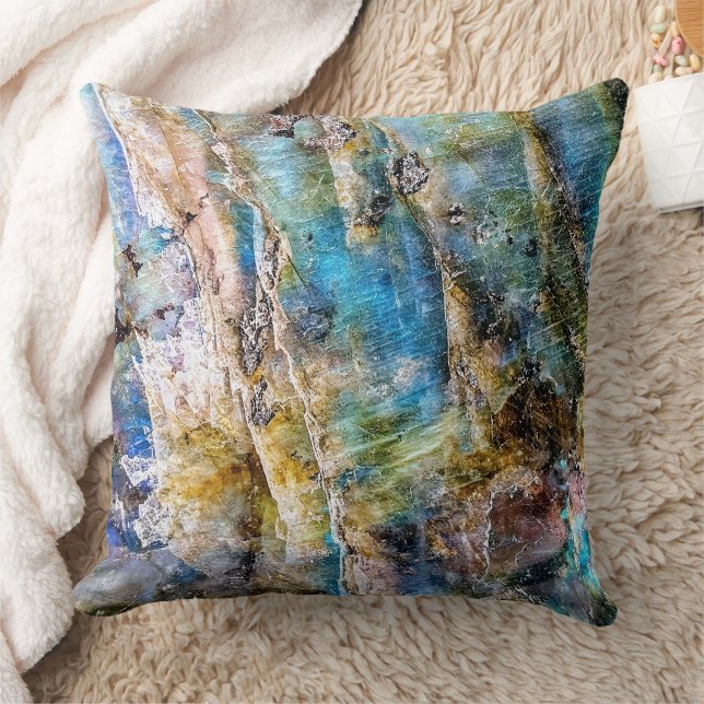 Blue Green Labradorite Gemstone Cushion (Blanket)