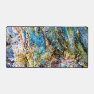 Blue Green Labradorite Gemstone Desk Mat