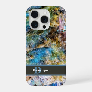 Blue Green Labradorite Gemstone iPhone 15 Pro Case