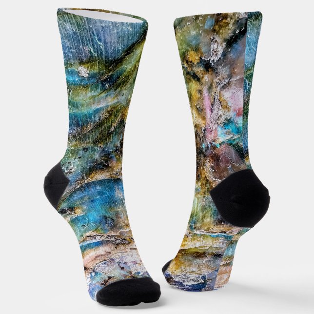 Blue Green Labradorite Gemstone Socks (Angled)