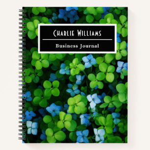 Blue green leaf pattern Personalised Spiral Notebook