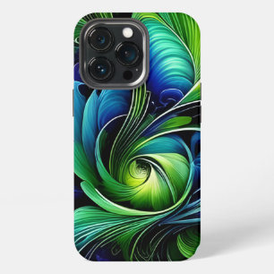 Blue Green leafy abstract iPhone 13 Pro Case