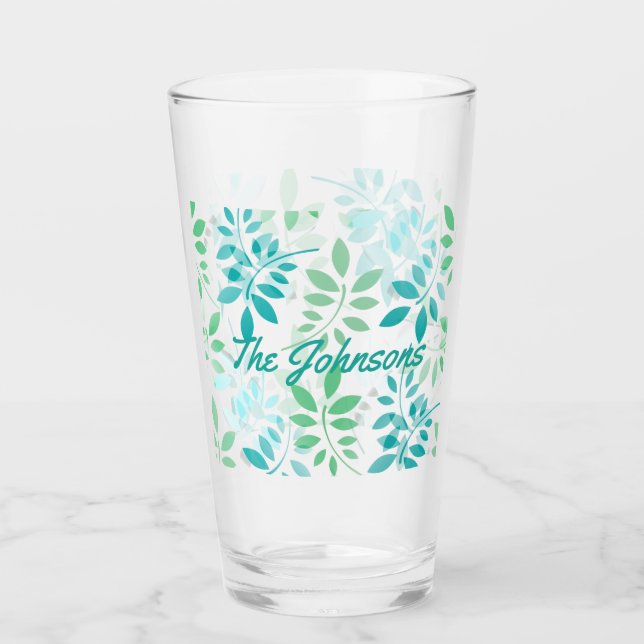 Blue Green Leaves Glass (Front)