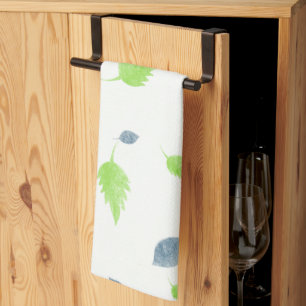 Blue & Green Leaves Pattern Tea Towel