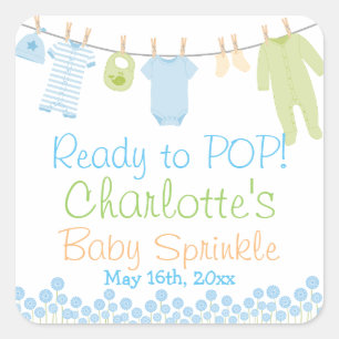 Blue & Green Lil Clothes Baby Sprinkle Square Sticker