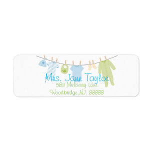 Blue & Green Little Clothes Baby Shower Labels