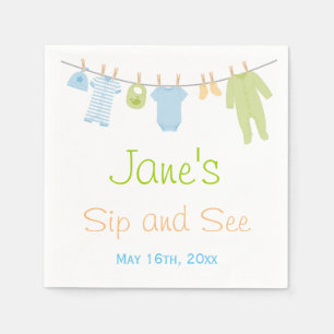 Blue & Green Little Clothes Baby Sip and See Napkin