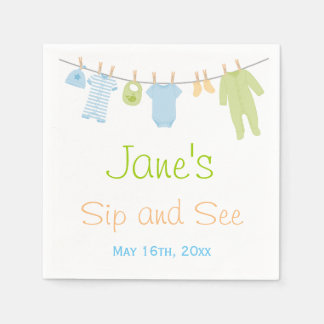 Blue & Green Little Clothes Baby Sip and See Napkin