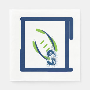 Blue & Green Luuncheon Napkins-Splash Initial Napkin