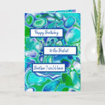 Blue Green Marble Art Happy Birthday Brother Card<br><div class="desc">Personalised Happy Birthday to the Best Brother blue,  green and teal swirled marble fluid art blank card.</div>