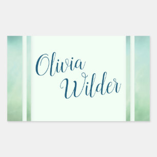 Blue Green Marble Border Rectangular Sticker