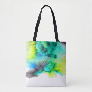 Blue Green marble Tie dye watercolor Tote Bag