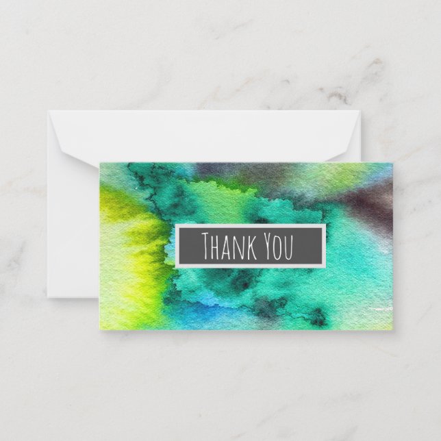 Blue Green marble watercolor art Card (Front)