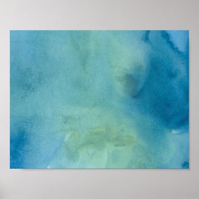 Blue & Green Marble Watercolour Poster (Front)