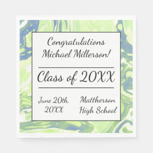 Blue & Green Marbled Paint Tie Dye Paper Napkins