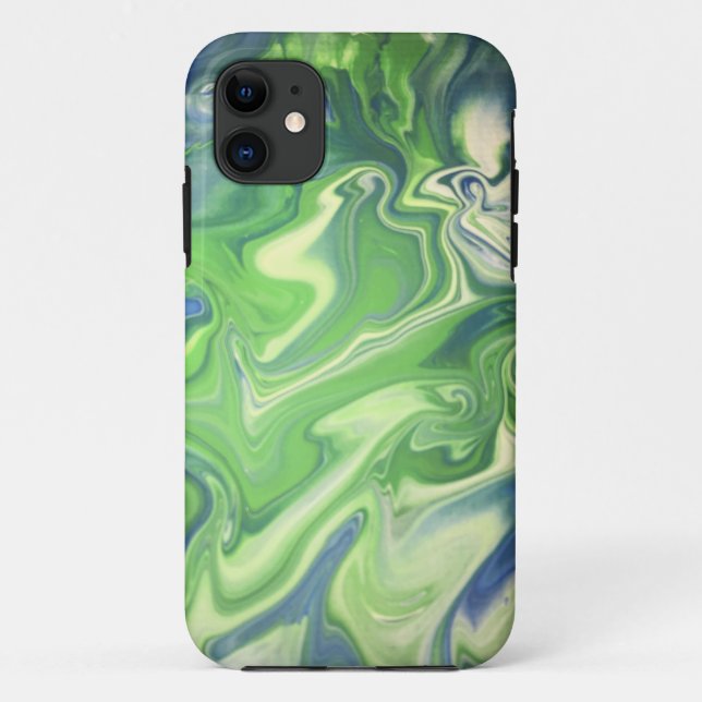 Blue-Green Marbled Phone Case (Back)